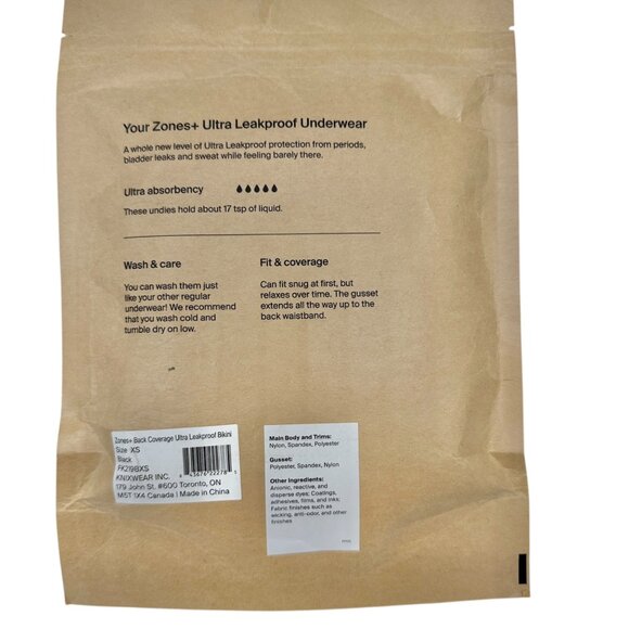 KNIX Zones+ Ultra Leakproof Bikini Back Coverage Womens XS Black Sealed Package - Picture 8 of 11